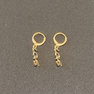 Gold 'Love' Clasp Earrings